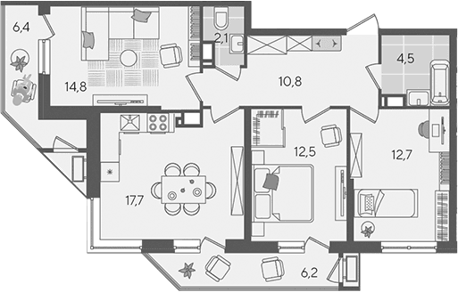 Продается 4-комн. квартира, 75.1 м²