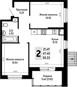 Продается 2-комн. квартира, 47.4 м²