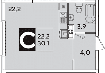 Продается 1-комн. квартира, 30.1 м²