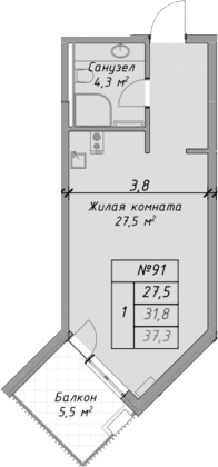 Продается 1-комн. квартира, 31.8 м²