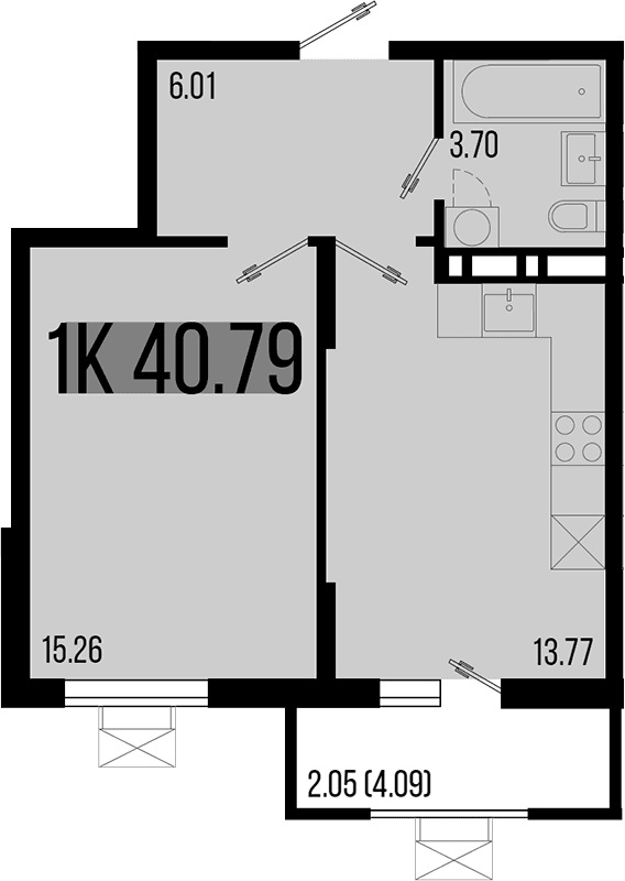 Продается 1-комн. квартира, 38.74 м²