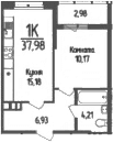 Продается 1-комн. квартира, 36.49 м²