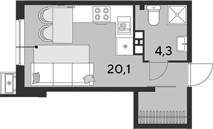 Продается 1-комн. квартира, 24.4 м²
