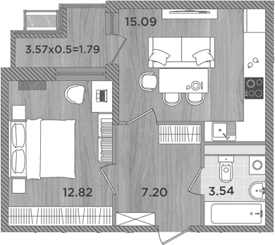 Продается 2-комн. квартира, 38.65 м²