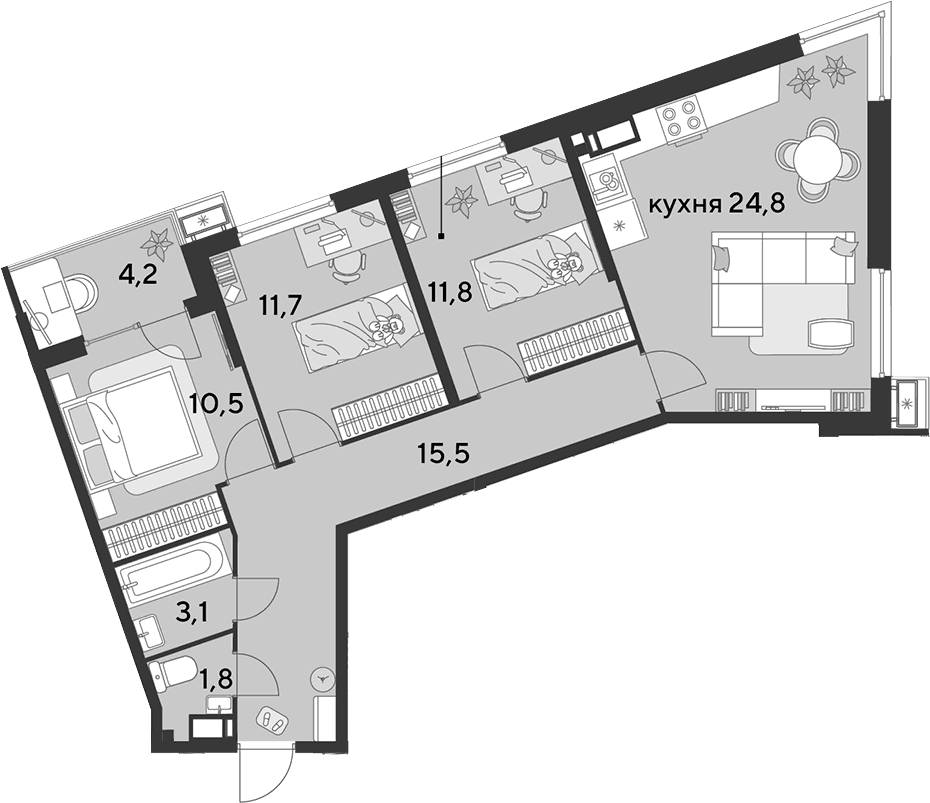 Продается 4-комн. квартира, 79.2 м²