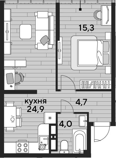 Продается 1-комн. квартира, 48.9 м²