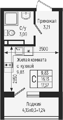 Продается 1-комн. квартира, 16.13 м²