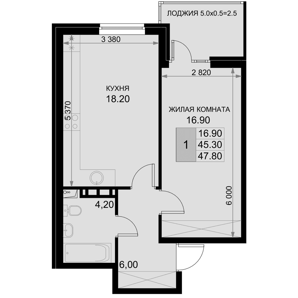 Продается 2-комн. квартира, 45.3 м²