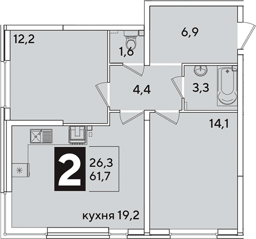 Продается 3-комн. квартира, 61.7 м²