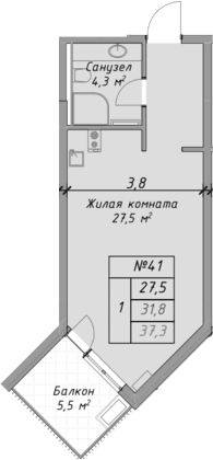 Продается 1-комн. квартира, 31.8 м²