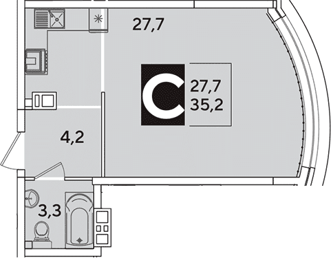 Продается 1-комн. квартира, 35.2 м²