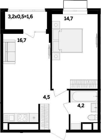 Продается 1-комн. квартира, 40.1 м²
