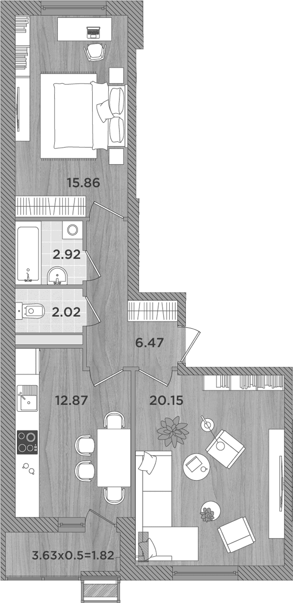 Продается 2-комн. квартира, 60.29 м²