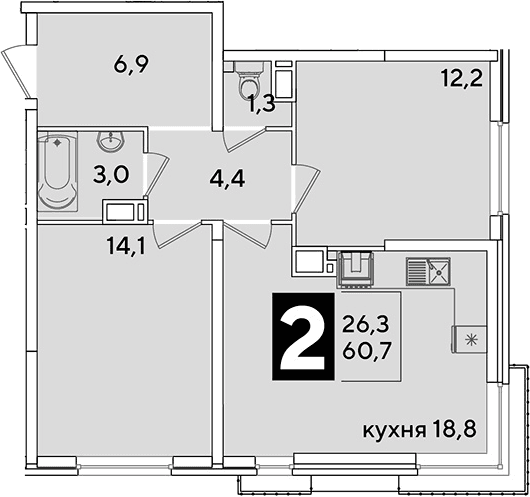Продается 3-комн. квартира, 60.7 м²