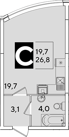 Продается 1-комн. квартира, 26.8 м²