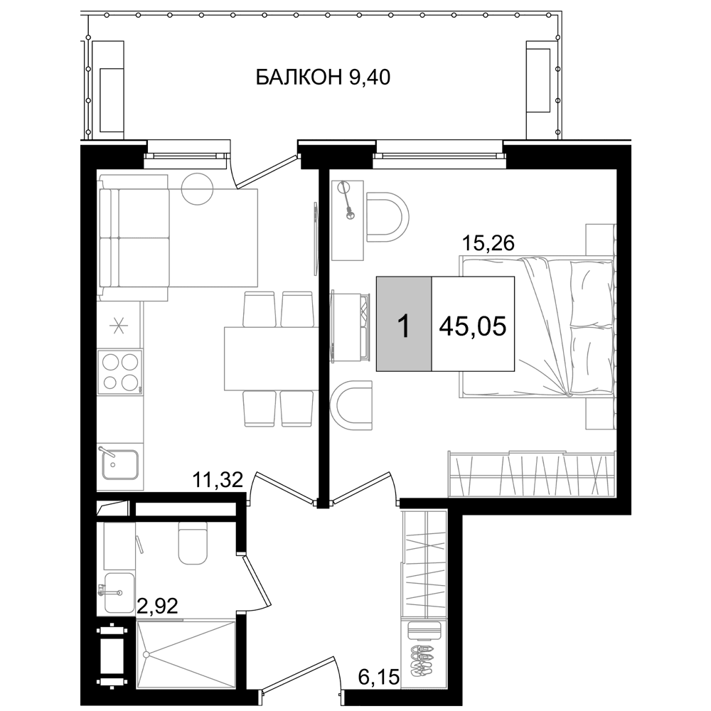 Продается 2-комн. квартира, 35.65 м²