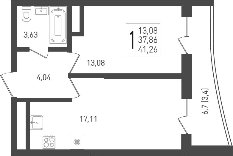 Продается 2-комн. квартира, 39.3 м²