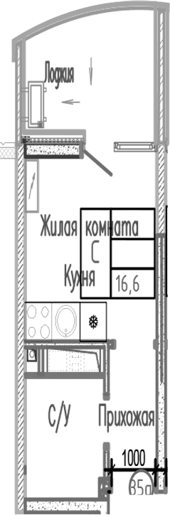 Продается 1-комн. квартира, 16.6 м²