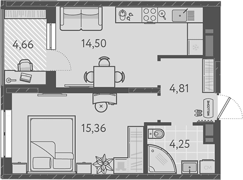 Продается 1-комн. квартира, 38.84 м²