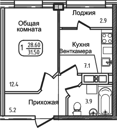 Продается 1-комн. квартира, 27.3 м²