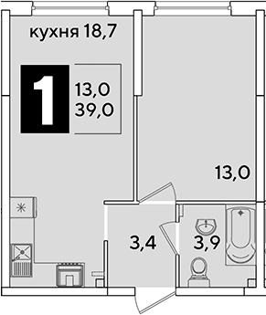 Продается 2-комн. квартира, 39 м²
