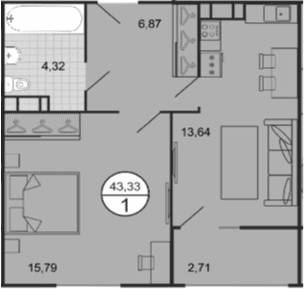 Продается 1-комн. квартира, 40.62 м²