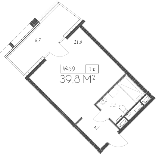 Продается 1-комн. квартира, 31.1 м²