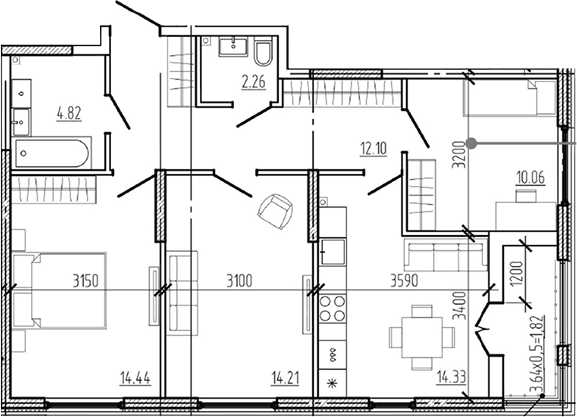 Продается 3-комн. квартира, 72.22 м²
