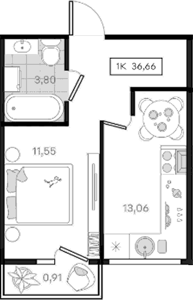 Продается 1-комн. квартира, 35.75 м²