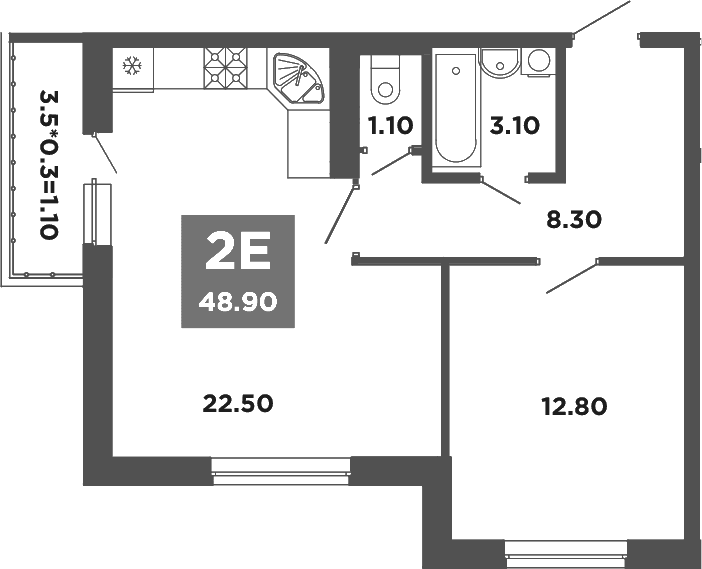Продается 2-комн. квартира, 47.8 м²