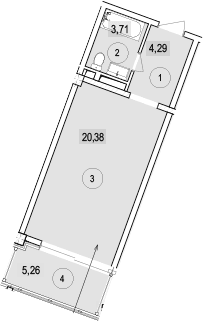 Продается 1-комн. квартира, 28.38 м²