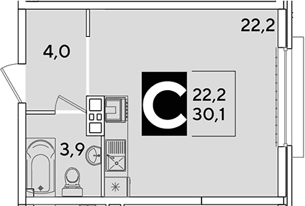 Продается 1-комн. квартира, 30.1 м²