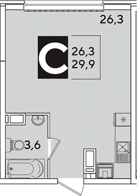 Продается 1-комн. квартира, 29.9 м²