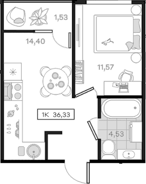Продается 1-комн. квартира, 34.8 м²