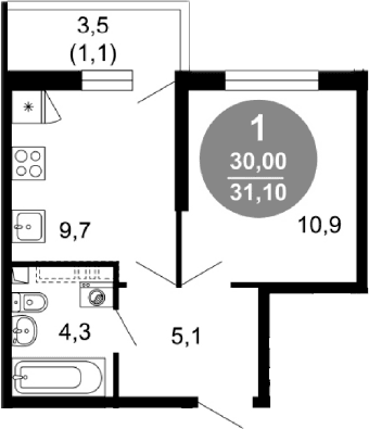 Продается 1-комн. квартира, 30 м²