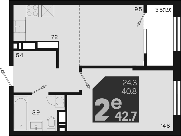 Продается 2-комн. квартира, 40.8 м²