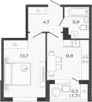 Продается 1-комн. квартира, 32.1 м²