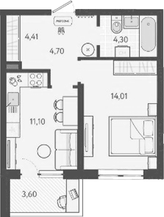 Продается 1-комн. квартира, 39.24 м²