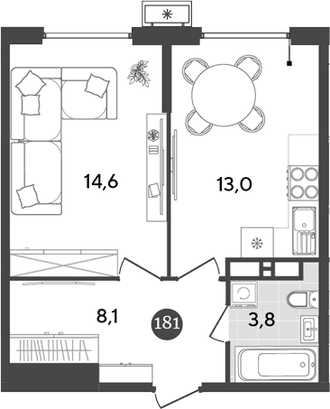 Продается 1-комн. квартира, 39.5 м²