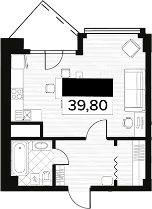 Продается 1-комн. квартира, 39.8 м²