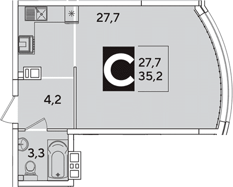 Продается 1-комн. квартира, 35.2 м²