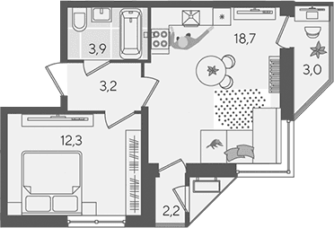 Продается 2-комн. квартира, 38.1 м²