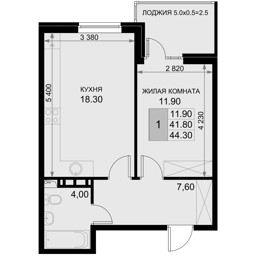 Продается 2-комн. квартира, 41.8 м²