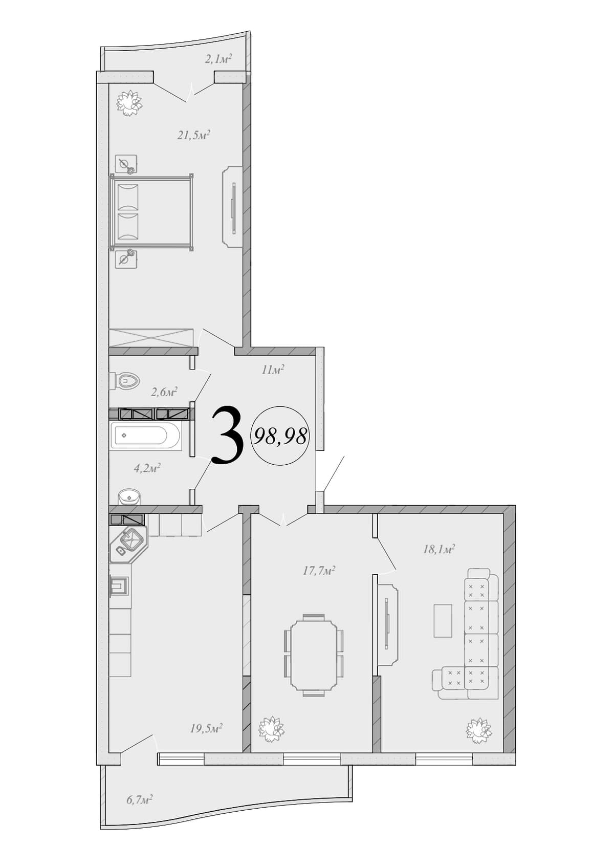 Продается 4-комн. квартира, 94.59 м²