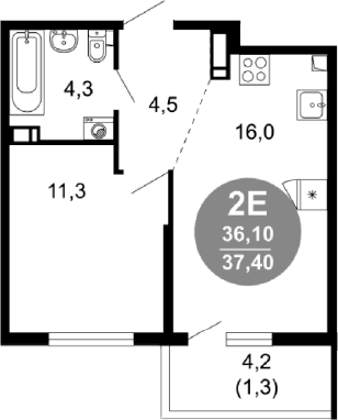 Продается 2-комн. квартира, 36.1 м²