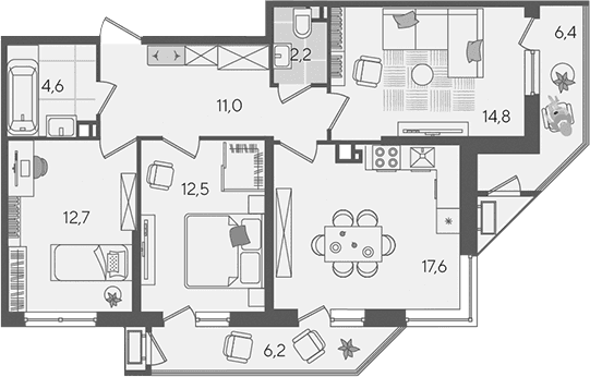 Продается 4-комн. квартира, 75.4 м²