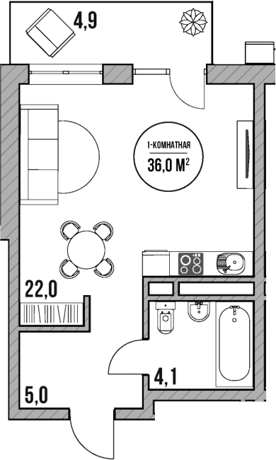 Продается 1-комн. квартира, 31.1 м²