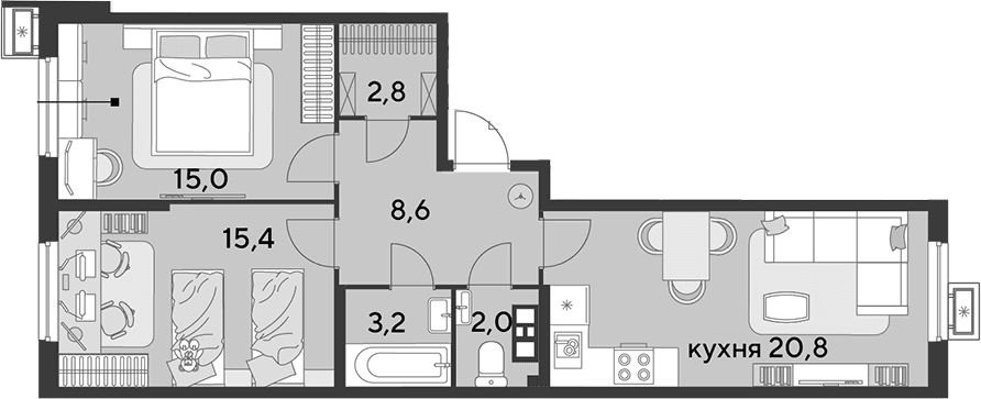 Продается 3-комн. квартира, 67.8 м²