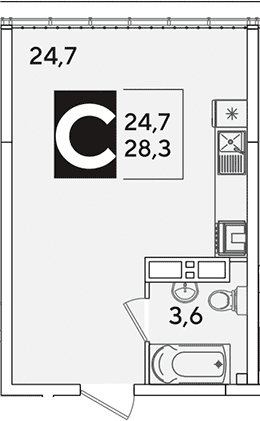 Продается 1-комн. квартира, 28.3 м²