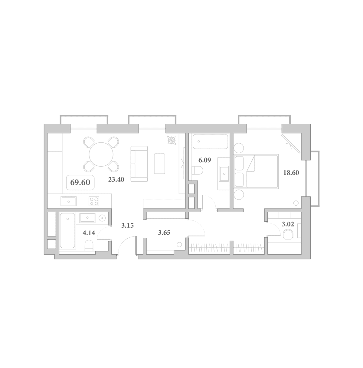 Продается 2-комн. квартира, 64.2 м²